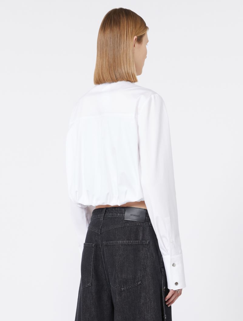 Boxy-fit cotton shirt - OPTICAL WHITE - Sportmax - 3