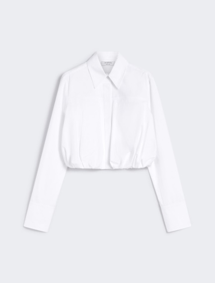 Boxy-fit cotton shirt - OPTICAL WHITE - Sportmax