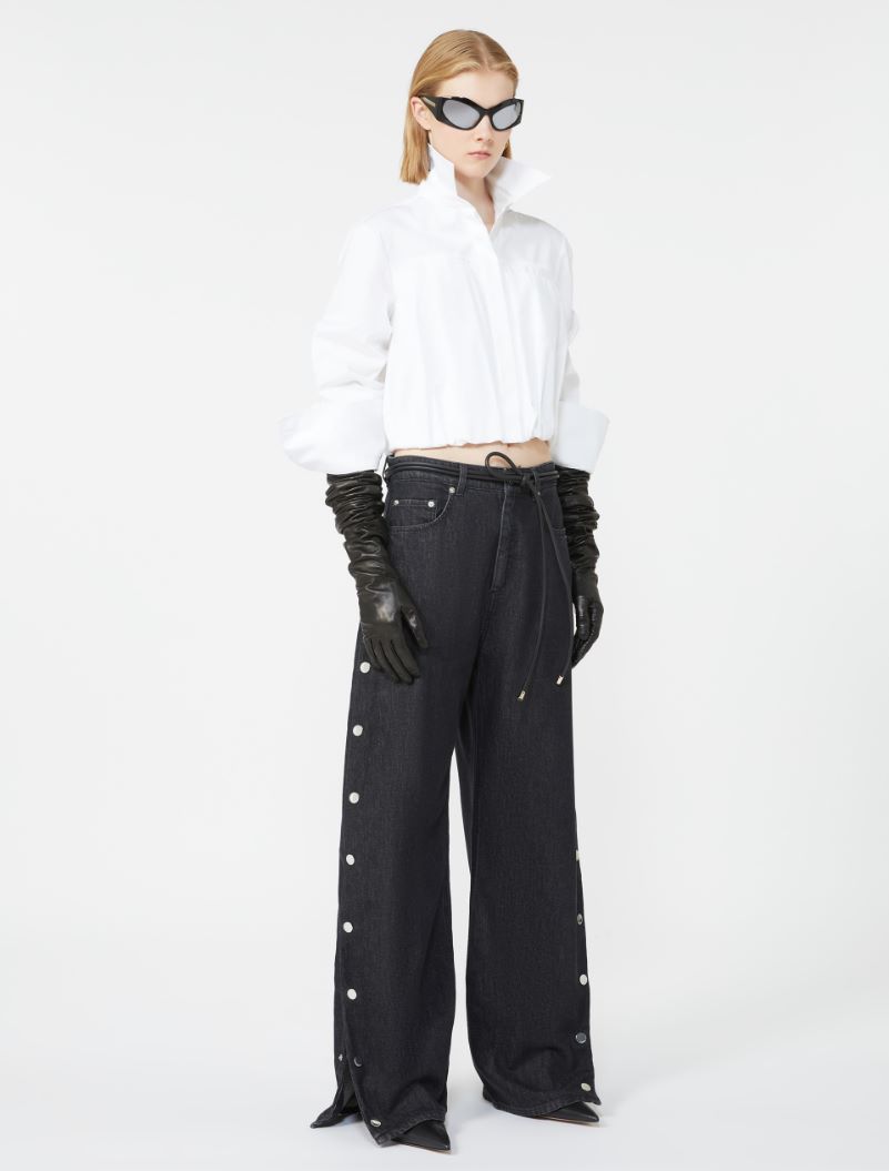 Boxy-fit cotton shirt - OPTICAL WHITE - Sportmax