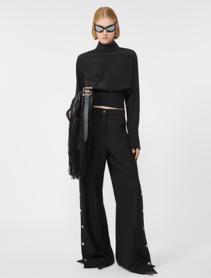 Button-up wool trousers - BLACK - Sportmax