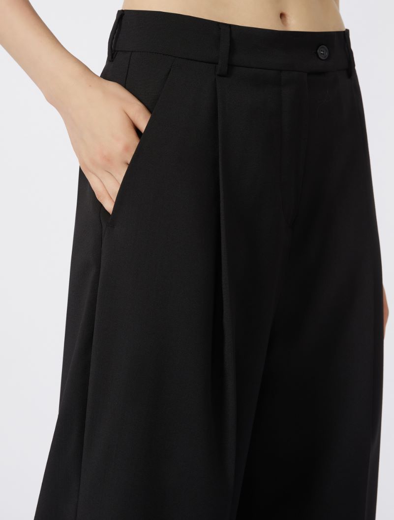 Oversized stretch wool trousers - BLACK - Sportmax - 4