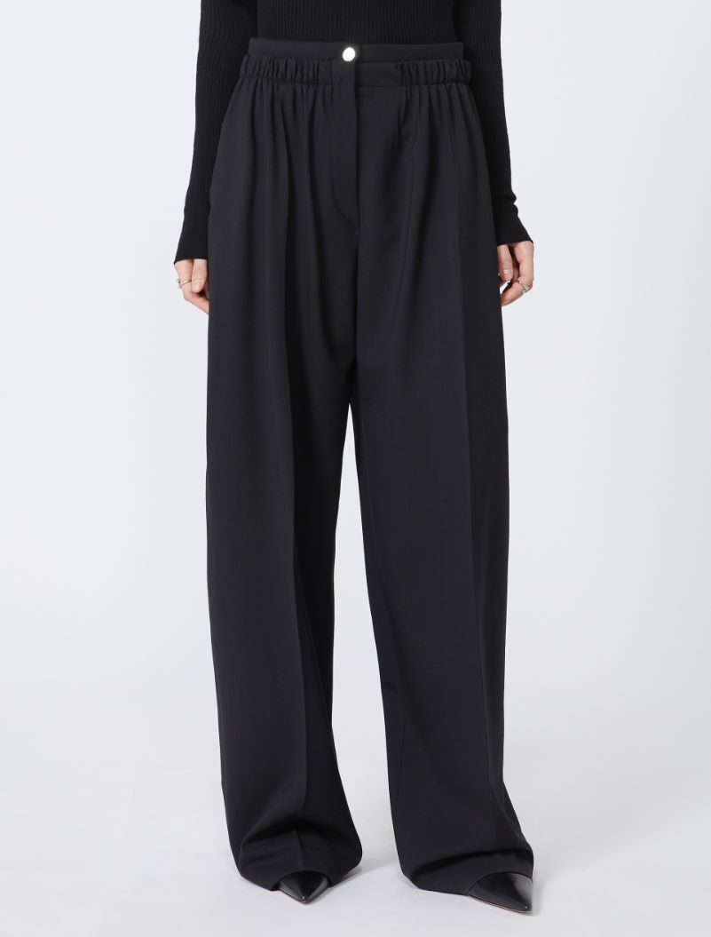 Wide-fit stretch wool trousers - BLACK - Sportmax - 2
