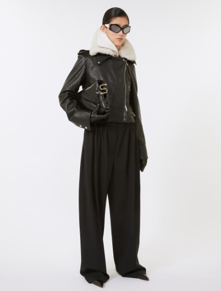 Wide-fit stretch wool trousers - BLACK - Sportmax