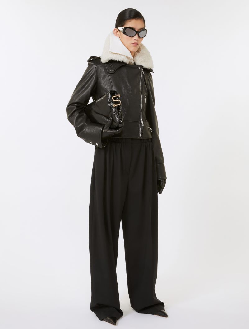 Wide-fit stretch wool trousers - BLACK - Sportmax