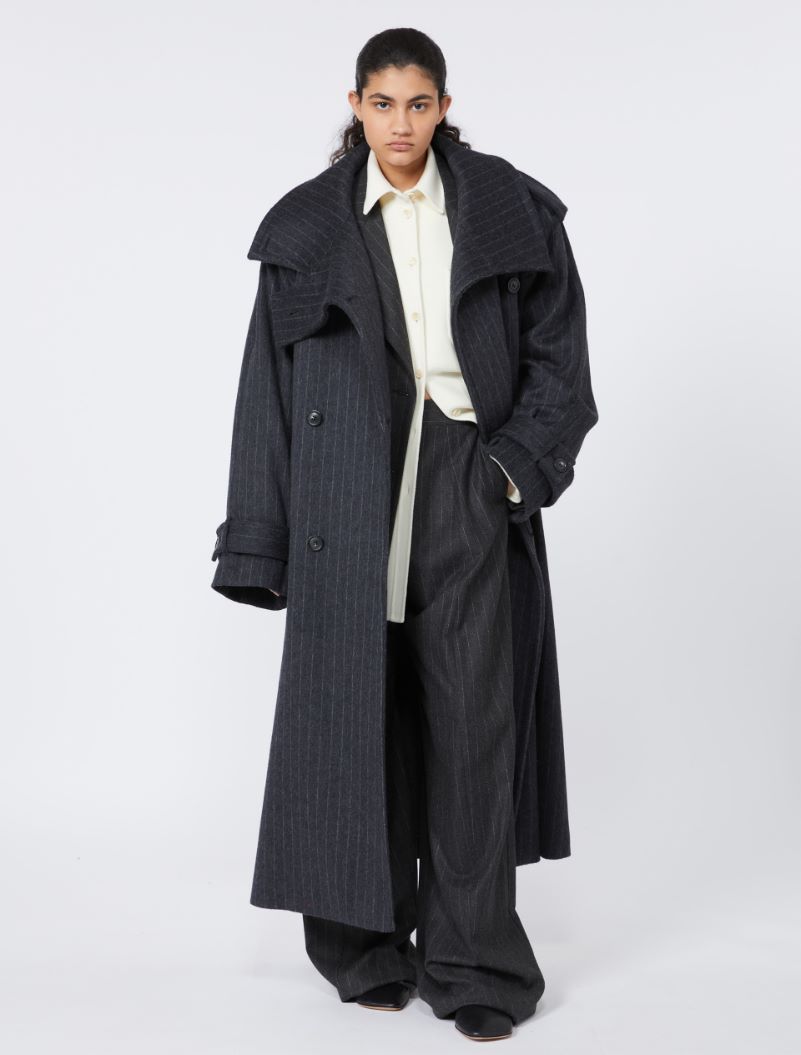 Wide, wool and viscose trousers - DARK GREY - Sportmax