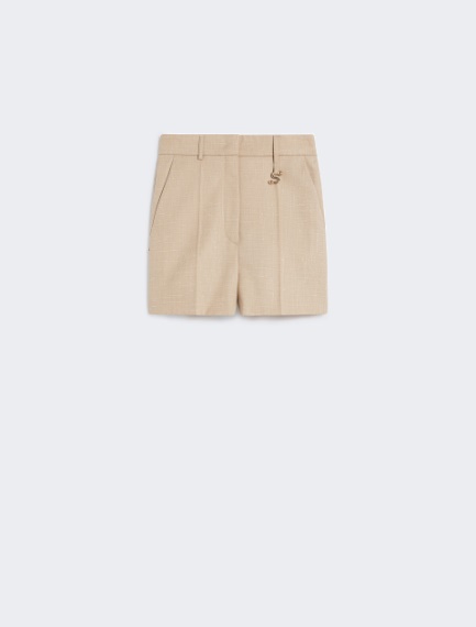 Wool and viscose shorts - BEIGE - Sportmax