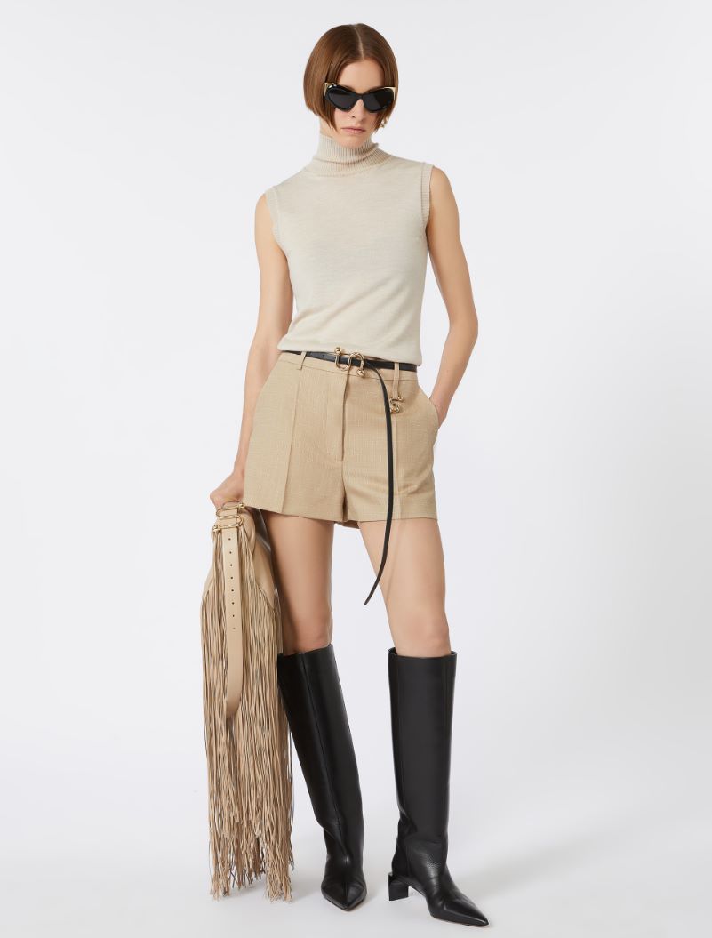 Wool and viscose shorts - BEIGE - Sportmax