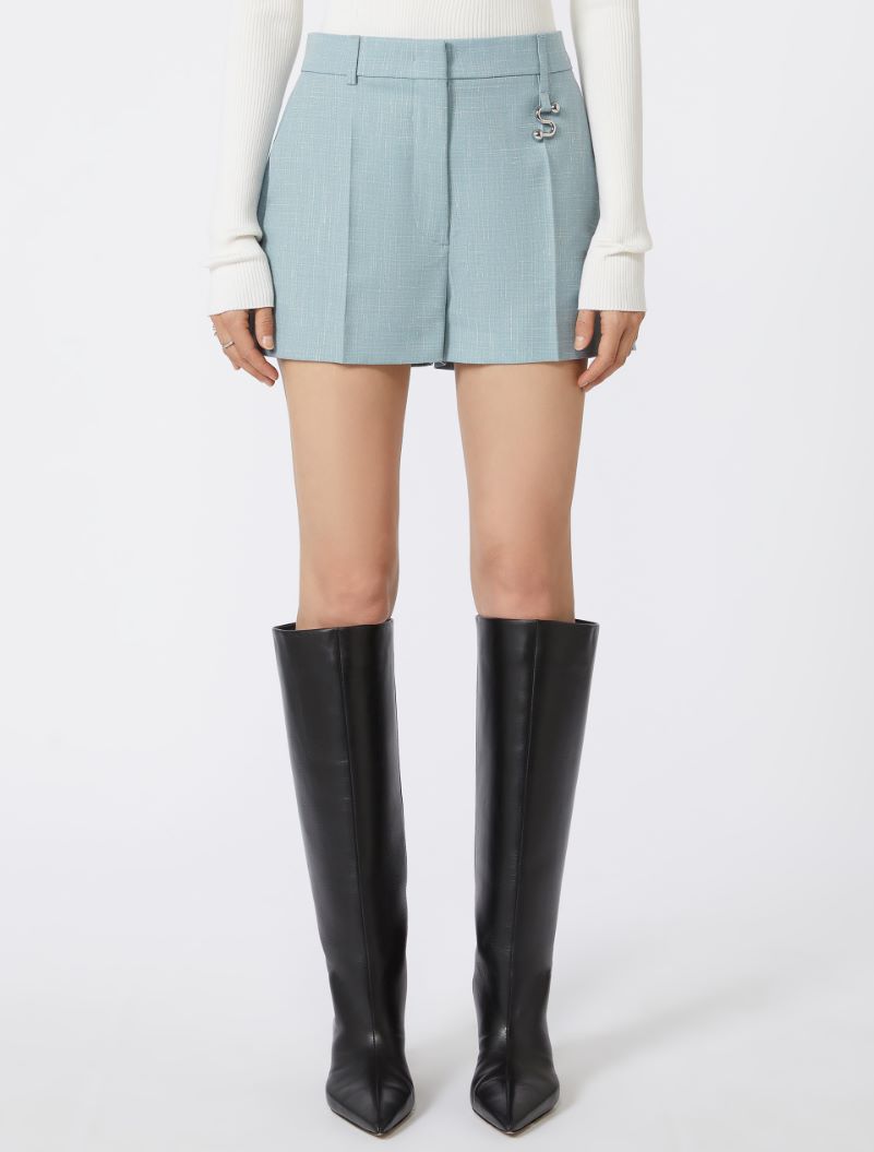 Wool and viscose shorts - LIGHT BLUE - Sportmax - 2