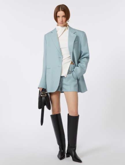 Wool and viscose shorts - LIGHT BLUE - Sportmax