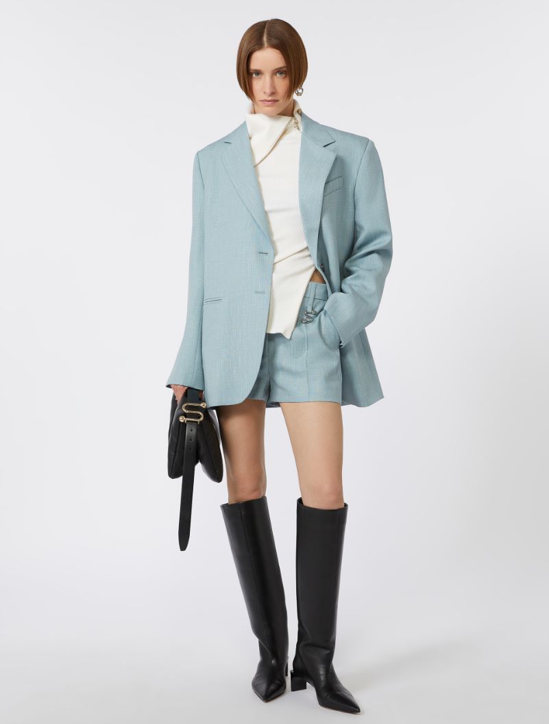 Wool and viscose shorts - LIGHT BLUE - Sportmax
