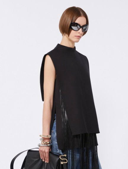 Top smanicato con frange - NERO - Sportmax