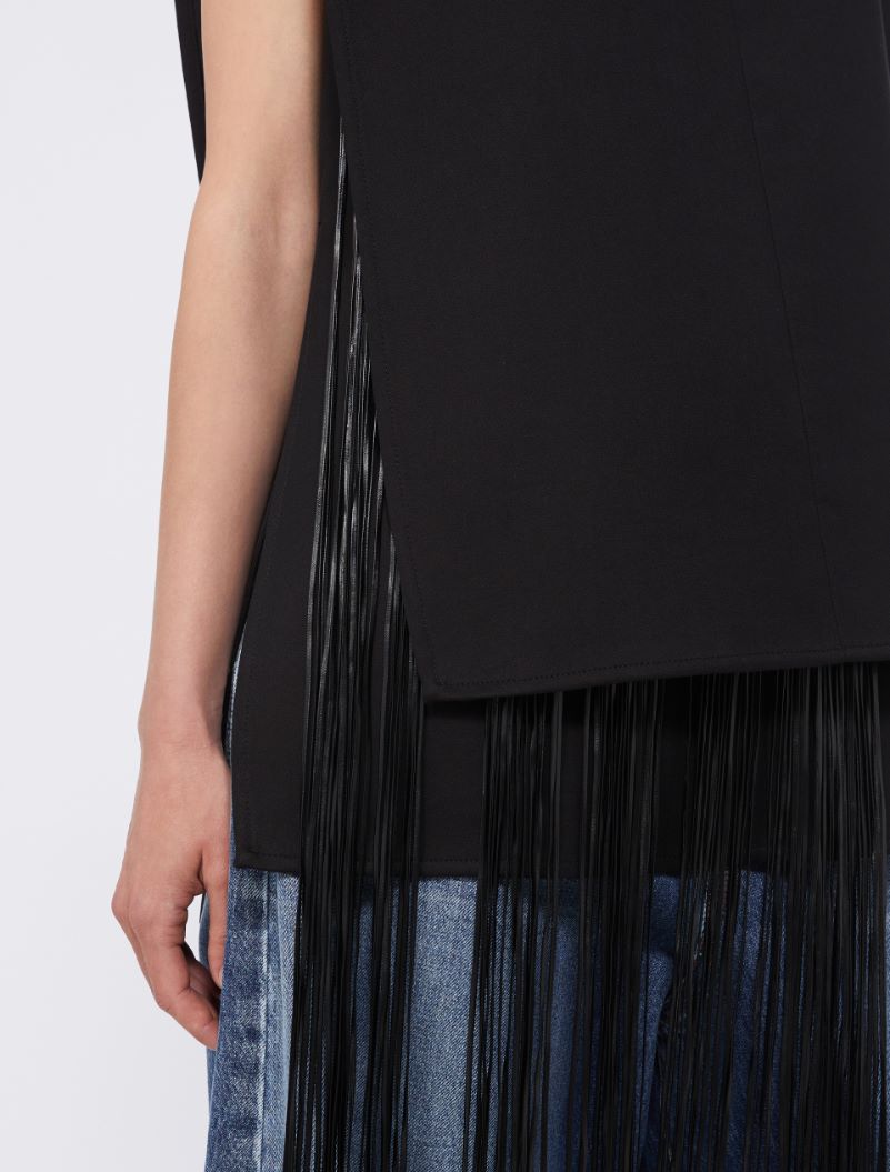 Sleeveless top with fringes - BLACK - Sportmax - 4