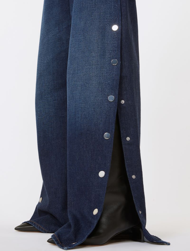 Jeans wide leg blu con bottoni - BLU NOTTE - Sportmax - 4