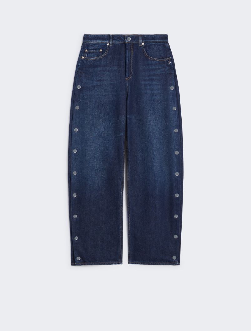 Jeans wide leg blu con bottoni - BLU NOTTE - Sportmax - 6