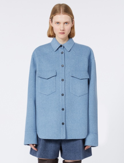 Camicia oversize in pura lana - RUNWAY - AZZURRO - Sportmax