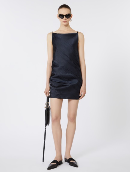Mini dress with diagonal pleats - MIDNIGHTBLUE - Sportmax