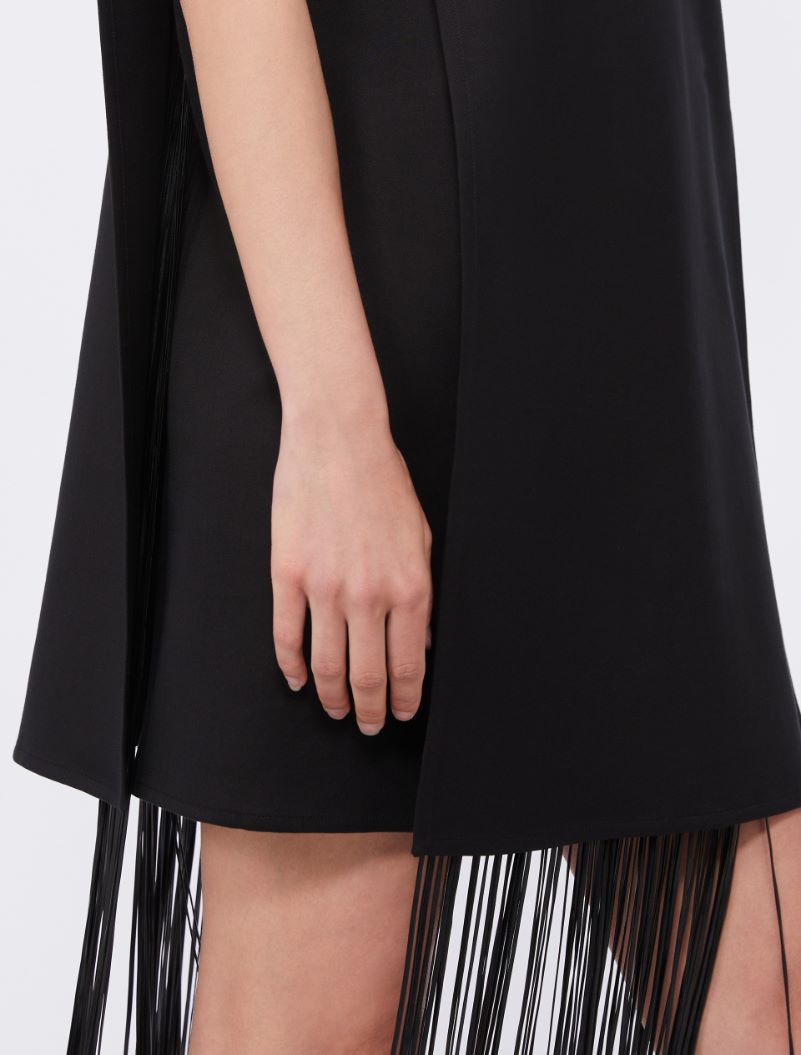 Fringed crewneck dress - BLACK - Sportmax - 4