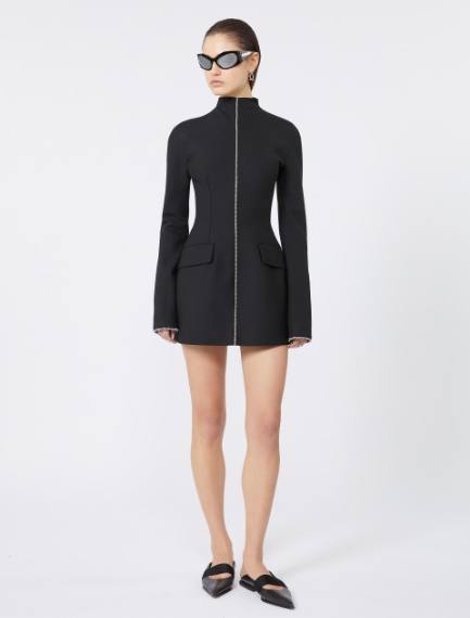 Short stretch wool-blend dress - KLEPSYDRA CAPSULE - BLACK - Sportmax