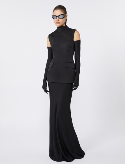 Long bi-material dress - KLEPSYDRA CAPSULE - BLACK - Sportmax