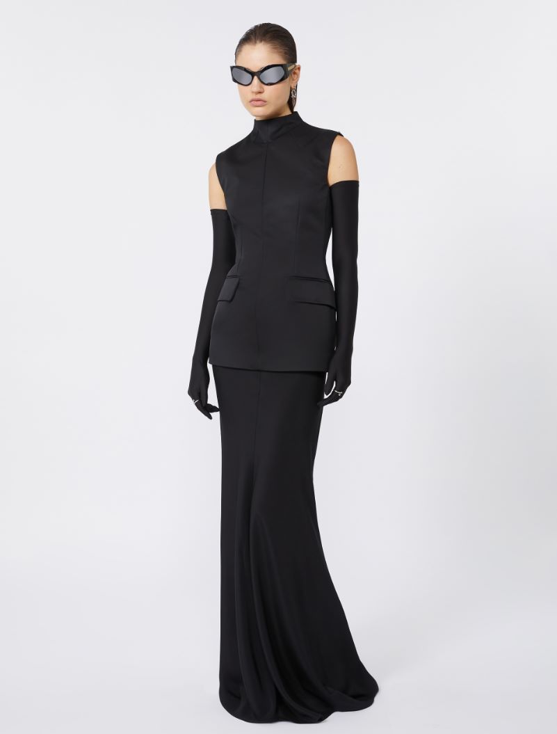Long bi-material dress - KLEPSYDRA CAPSULE - BLACK - Sportmax