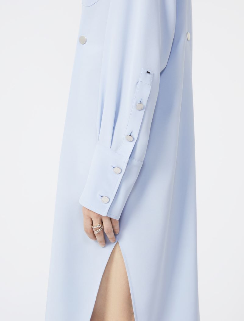 Shirt silk dress with scarf - SKY BLUE - Sportmax - 4