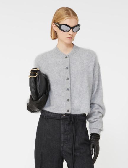 Boxy-fit cashmere bomber jacket - MEDIUM GREY - Sportmax