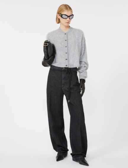 Boxy-fit cashmere bomber jacket - MEDIUM GREY - Sportmax