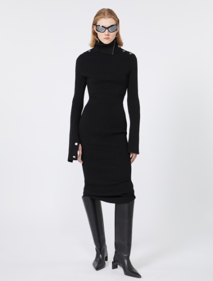 Pure wool knit dress - BLACK - Sportmax