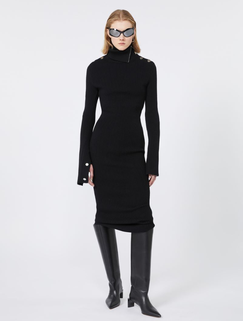 Pure wool knit dress - BLACK - Sportmax