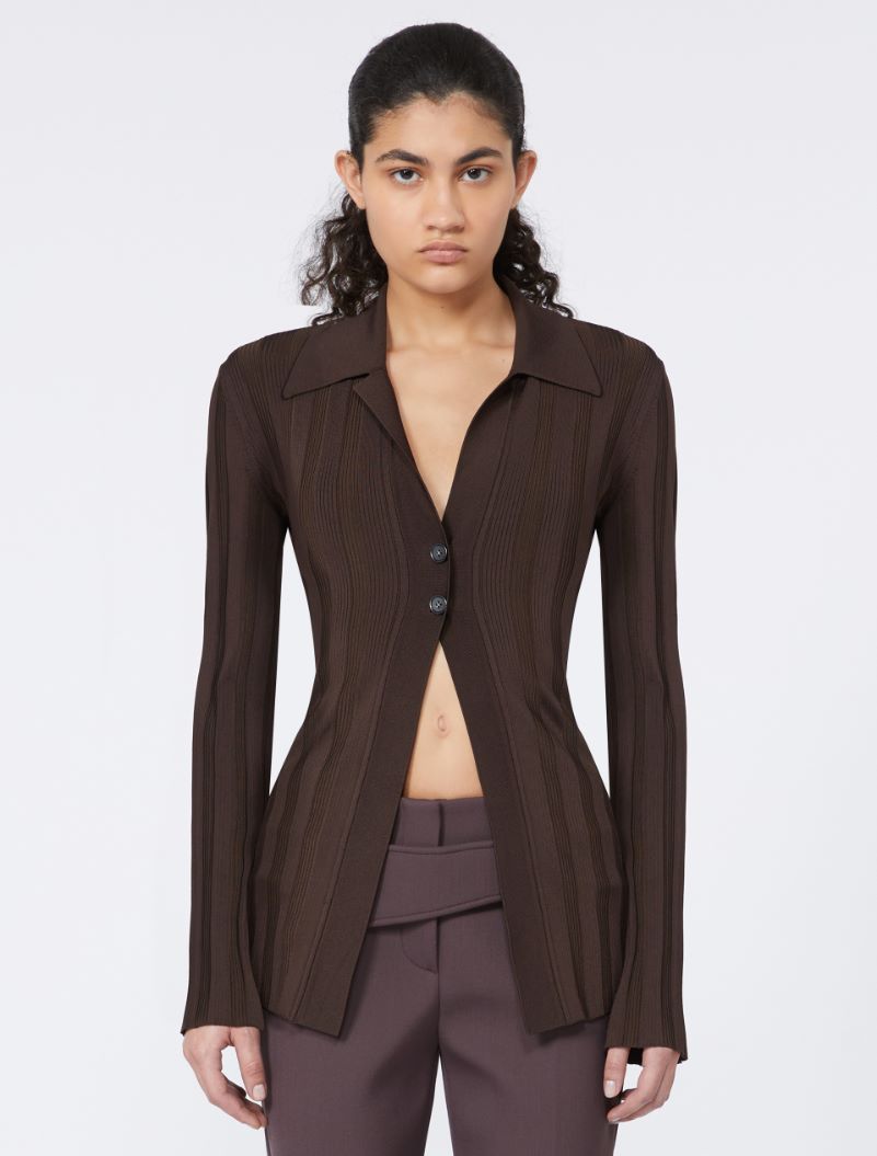 Shiny viscose cardigan - COFFEE - Sportmax - 2