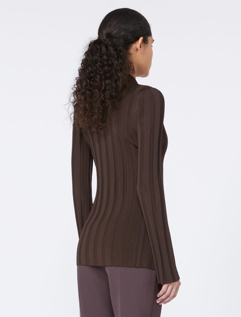 Shiny viscose cardigan - COFFEE - Sportmax - 3