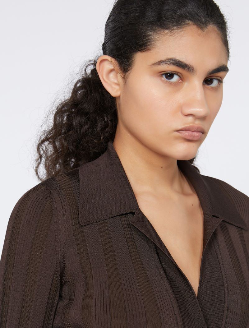 Shiny viscose cardigan - COFFEE - Sportmax - 4