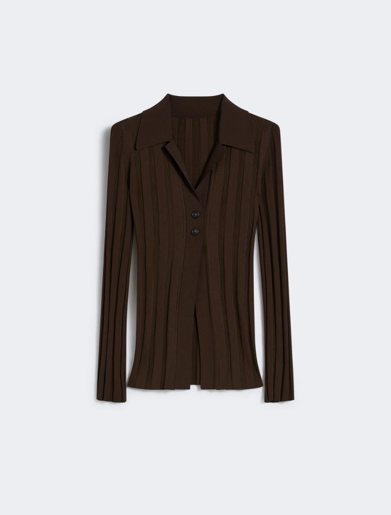 Shiny viscose cardigan - COFFEE - Sportmax - 6