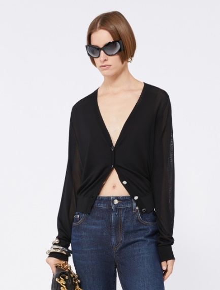 Viscose and wool cardigan - BLACK - Sportmax