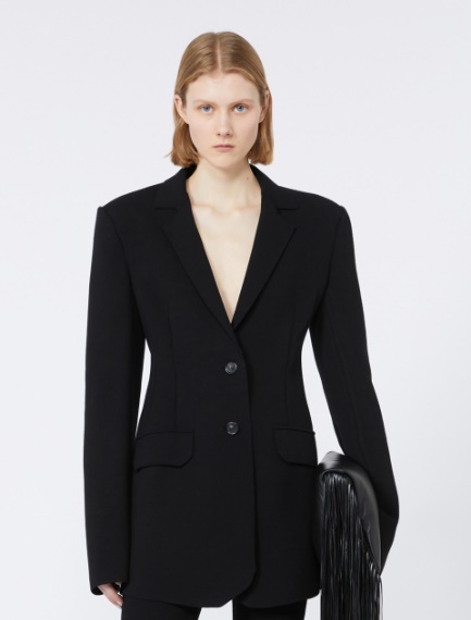 Stretch viscose knit blazer - RUNWAY - BLACK - Sportmax
