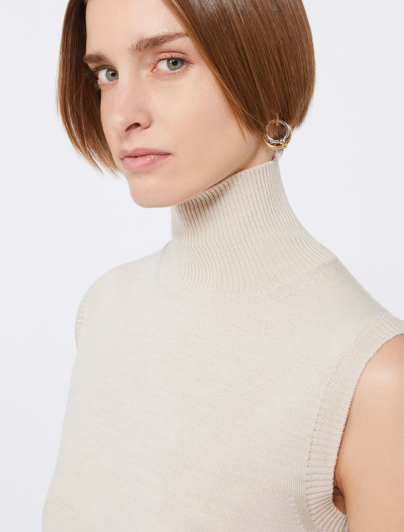 Sleeveless wool polo neck - IVORY - Sportmax - 5