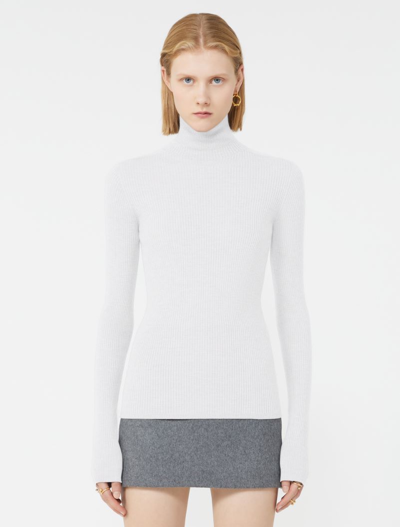 Wool mock polo-neck sweater - WHITE - Sportmax - 2