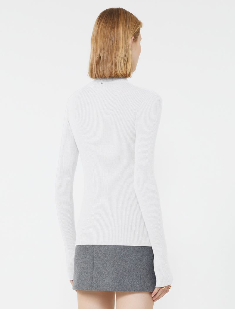 Wool mock polo-neck sweater - WHITE - Sportmax - 3