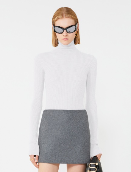 Wool mock polo-neck sweater - WHITE - Sportmax