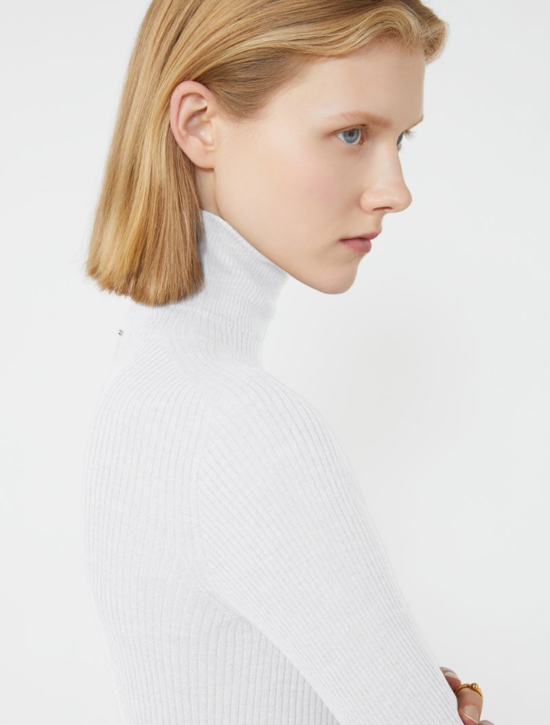 Wool mock polo-neck sweater - WHITE - Sportmax - 4