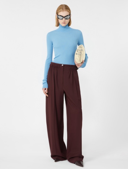 Wool mock polo-neck sweater - LIGHT BLUE - Sportmax