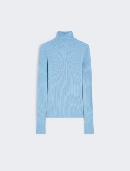Wool mock polo-neck sweater - LIGHT BLUE - Sportmax