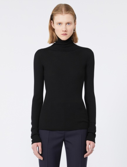 Wool mock polo-neck sweater - BLACK - Sportmax