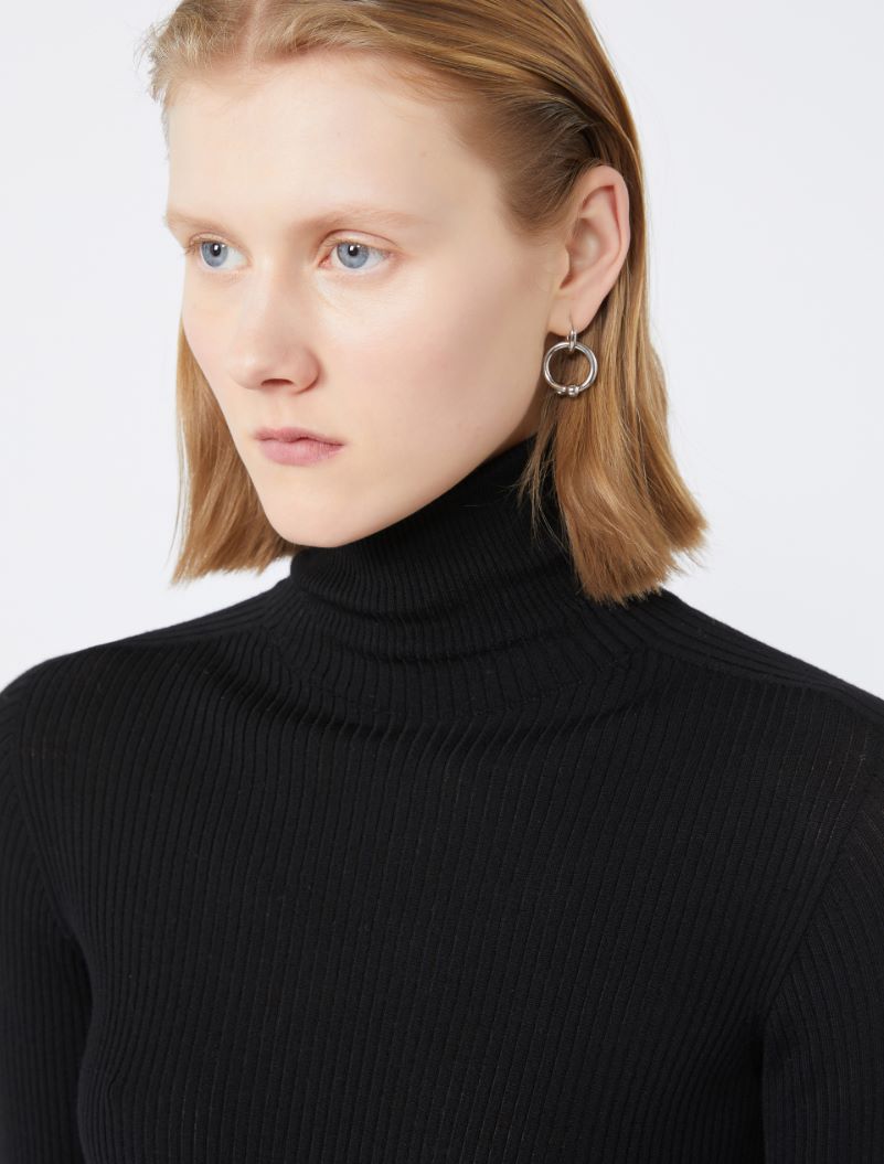 Wool mock polo-neck sweater - BLACK - Sportmax - 4