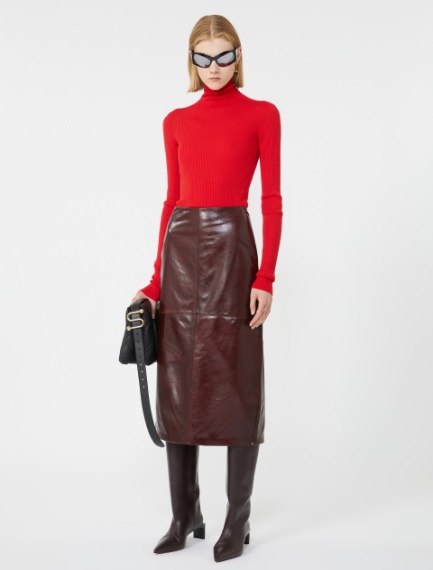 Wool mock polo-neck sweater - RED - Sportmax