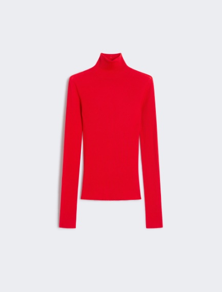 Wool mock polo-neck sweater - RED - Sportmax