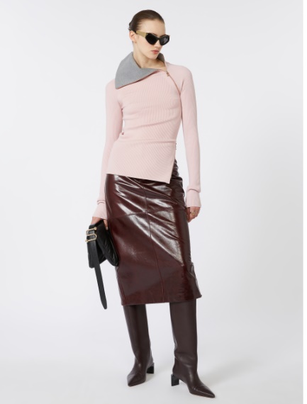 Sweater with zip-up high neck detail - PINK - Sportmax