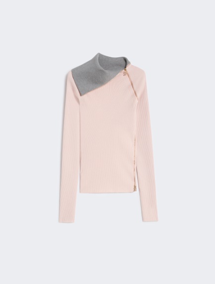 Sweater with zip-up high neck detail - PINK - Sportmax
