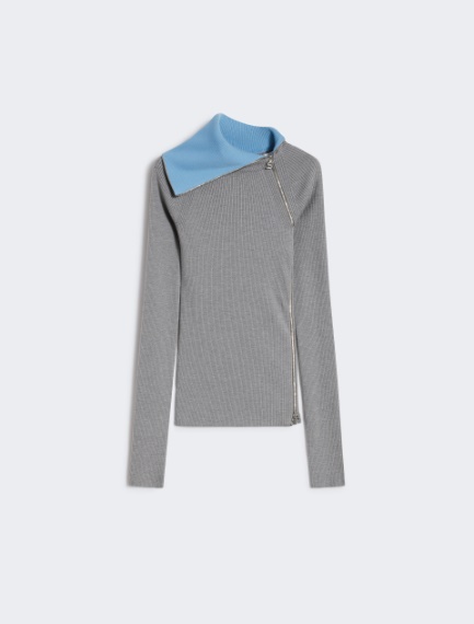 Sweater with zip-up high neck detail - MEDIUM GREY - Sportmax