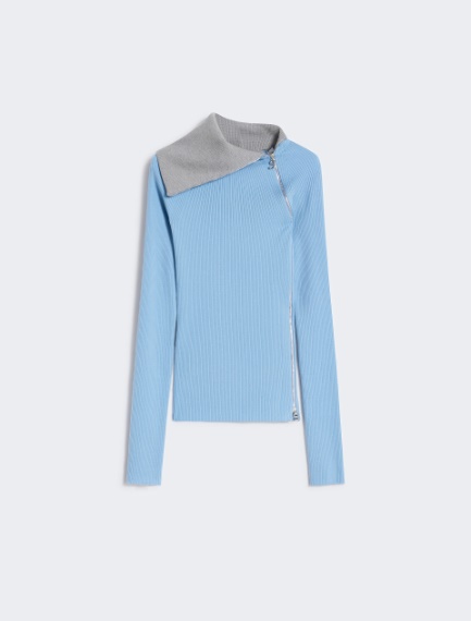 Sweater with zip-up high neck detail - LIGHT BLUE - Sportmax